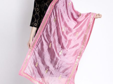 Wahe-NOOR Women s Baby Pink Gotta Patti Poly Silk Dupatta Discount