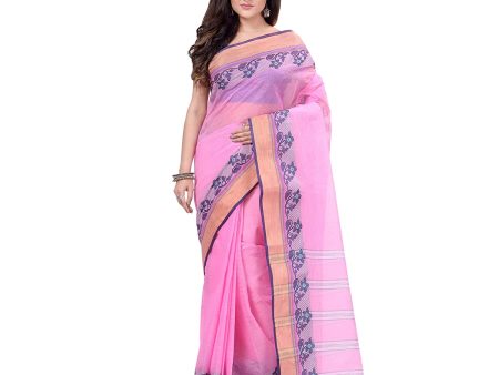 Desh Bidesh Women s Traditional Bengal Tant Pure Handloom Cotton Saree Pushpolata Woven Design Without Blouse Sale