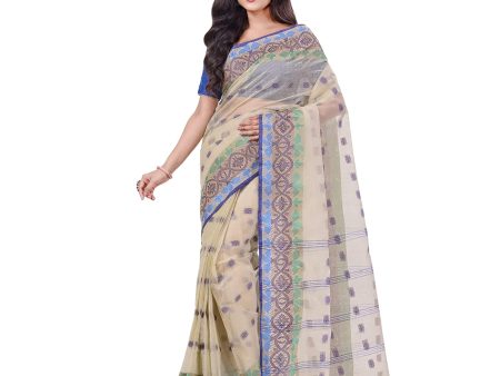 Desh Bidesh Women s Traditional Bengal Tant Tri Leaf Woven Design Pure Handloom Cotton Saree Without Blouse Piece Online