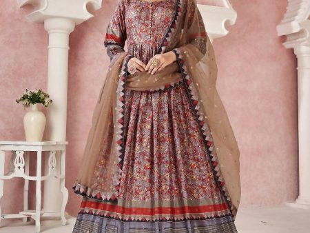 Everywhere Designer Maroon Dola Silk Gown With Dupatta - Anbazaar Fashion