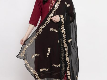 Wahe-NOOR Women s Black Gotta Patti Chiffon Dupatta For Sale