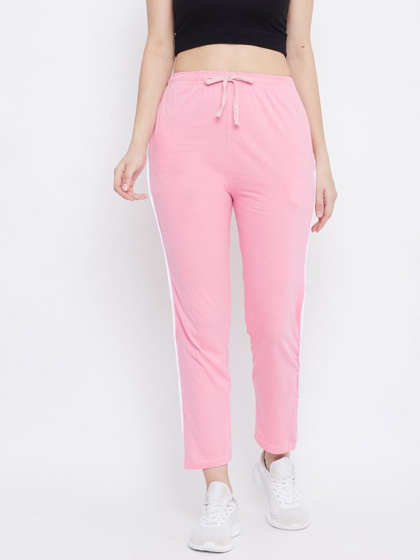 Wahe-NOOR Women s Baby Pink Straight Fit Trackpants Supply