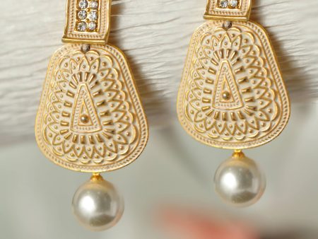 Priyaasi Women White Gold Plated Pearl Drop Earrings Online