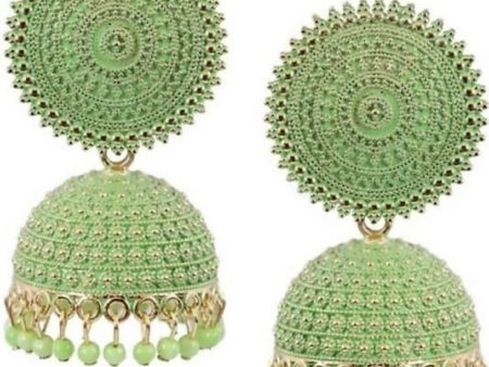 Mominos Fashion Joharkamal Gold-Plated Meenakari Jhumkas For Women & Girls (Pista Green) Online Sale