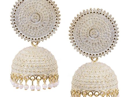 Mominos Fashion Joharkamal Gold-Plated Meenakari Jhumkas For Women & Girls (White) For Sale