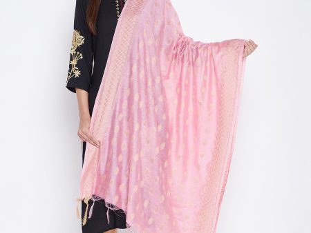 Wahe-NOOR Women s Baby Pink Self Design Cotton Dupatta Supply