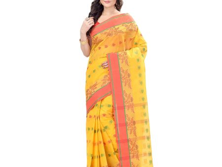 Desh Bidesh Women s Traditional Bengal Tant Woven Ranisaheba Design Pure Handloom Cotton Saree Without Blouse Piece For Discount