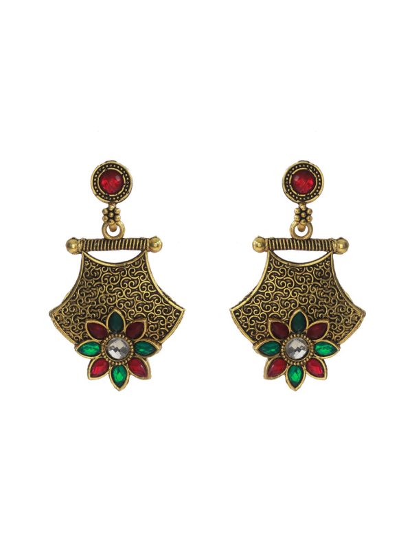 Priyaasi Women Floral Multicolor Gold Plated Jewellery Set on Sale