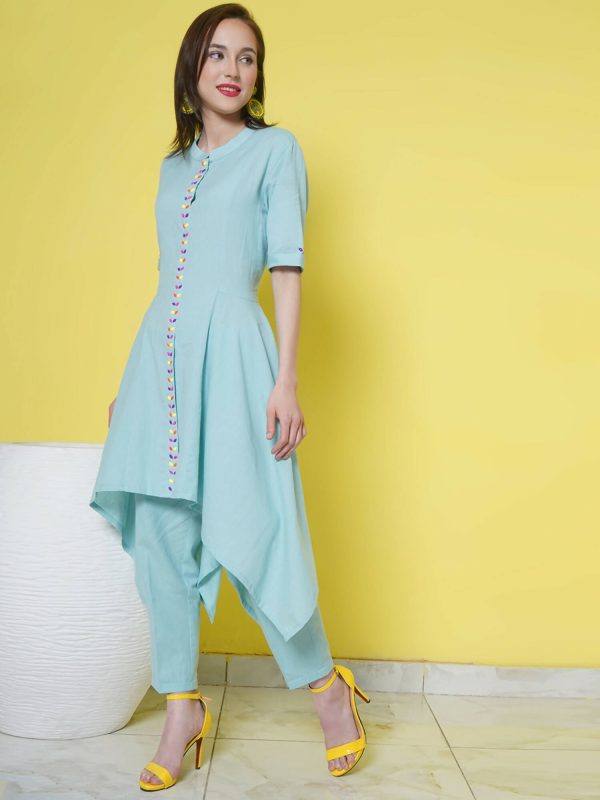 Women Republic Light Blue Cotton Kurta Set Hot on Sale