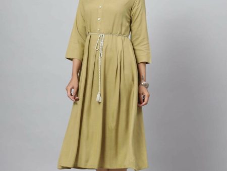 Juniper Women s Green Rayon Slub Solid Dress Supply