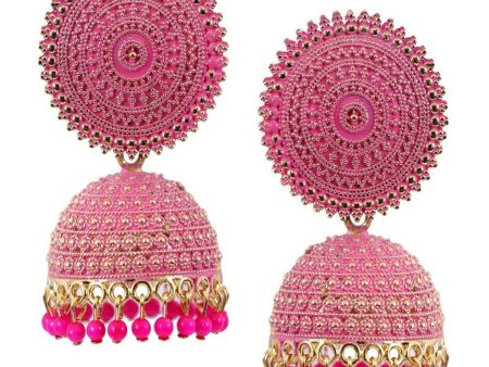 Mominos Fashion Joharkamal Gold-Plated Meenakari Jhumkas For Women & Girls (Magenta) Cheap