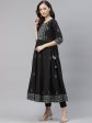 Wahe-NOOR Women s Black Cotton Anarkali Kurta Pant Set With Dupatta Online now