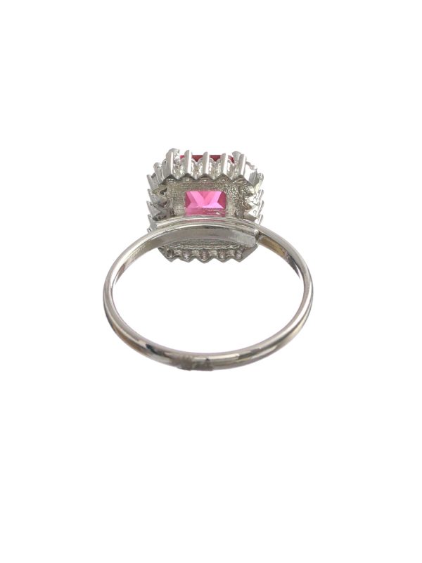 Priyaasi Women Dark Pink Silver Plated Solitaire Ring Sale