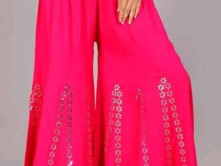 PAVONINE Rani Color Embroidery Floral Patch Work Flared Sharara For Women Online Sale