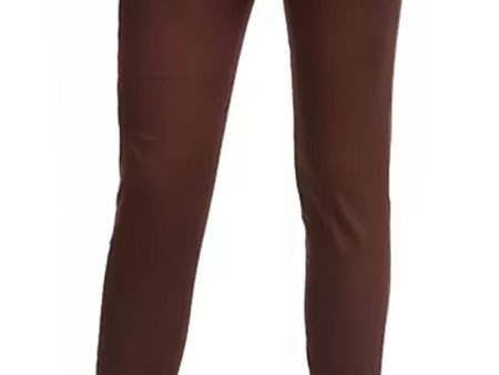 PAVONINE Coffee Color Stretchable Cotton Lycra Fabric Pencil Pant For Women Discount