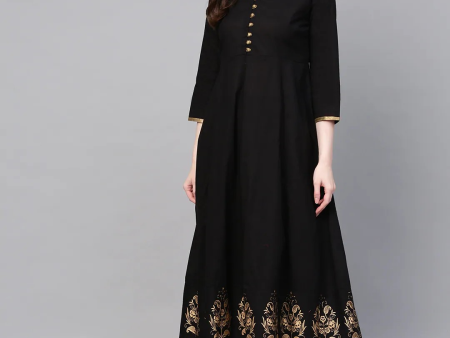 Wahe-NOOR Women s Black & Gold-Toned Solid Kurta With Palazzos2 Online Sale