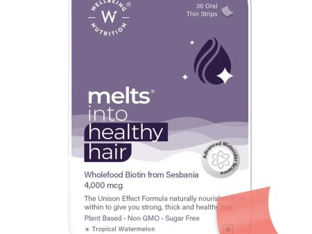 Wellbeing Nutrition Melts into Healthy Hair Biotin 10,000mcg Tropical Watermelon Disintegrating Strip Sugar Free Fashion