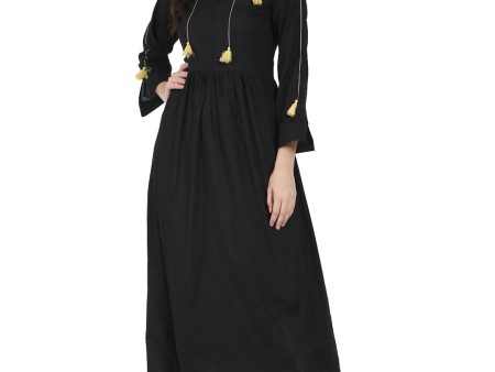 NOZ2TOZ Black Full Sleeve Cotton Anarkali Kurta on Sale