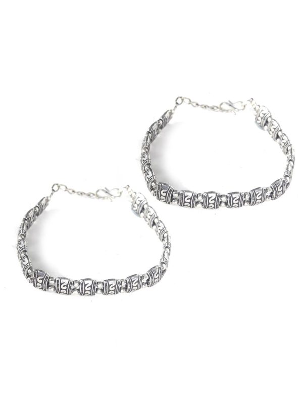 Priyaasi Women German Silver Plated Oxidized Anklets For Cheap