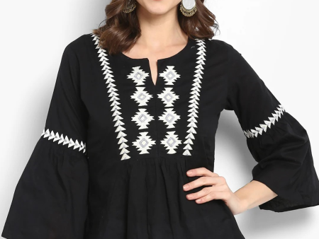 Wahe-NOOR Women s Black Embellished A-Line Top3 Hot on Sale