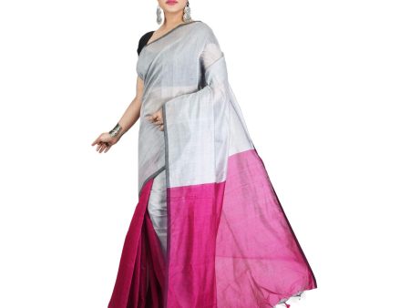 Desh Bidesh Bengal Cotton Tant Women s Bengal Half Half Ghicha Handloom Cotton Silk Saree With Blouse Piece Online