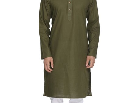 Vastramay Men s Green Cotton Linen Blend Kurta Pyjama Set Online