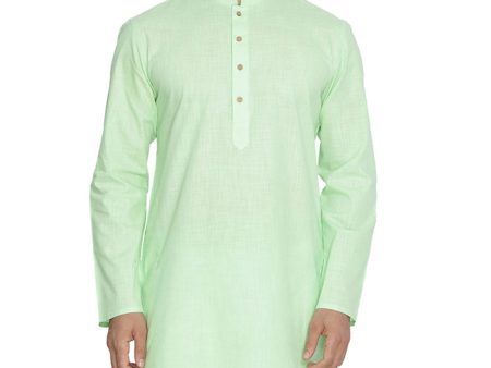 Vastramay Men s Green Cotton Linen Blend Kurta Fashion