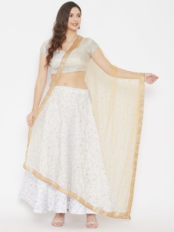 Wahe-NOOR Women s Beige Embellished Net Dupatta Cheap