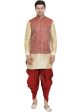 Vastramay Men s Gold Silk Blend Jacket, Kurta and Dhoti Set Hot on Sale