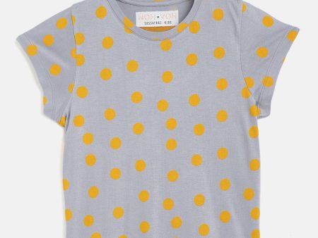 Lyush Grey & Yellow Polka Dot T-Shirt For Girls Supply