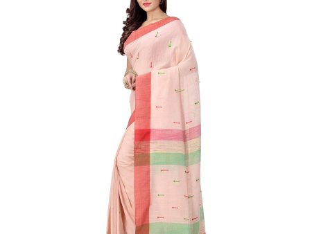 Desh Bidesh Bengal Cotton Women s Tant Cotton Saree With Blouse Piece (Red Off Red) Online Sale