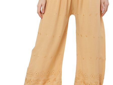 PAVONINE Beige Color Half Schiffli Chikankari Rayon Fabric Sharara For Women Cheap