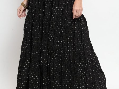 Wahe-NOOR Women s Black Bandhani Maxi Skirt For Cheap