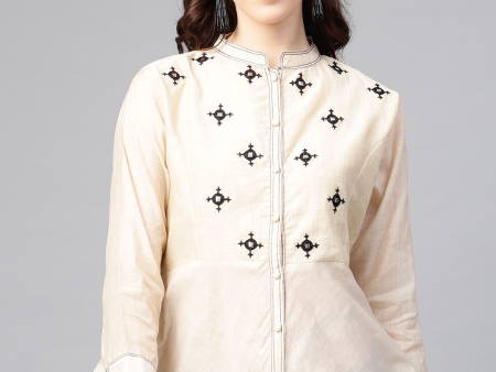 Wahe-NOOR Women s Beige Self-Design Top For Cheap