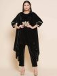 Women Republic Black Velvet Kaftaan Style Kurta With Pants Sale