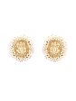 Priyaasi Women White Beads Gold Plated Temple Stud Earrings For Cheap