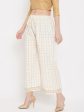 Wahe-NOOR Women s Cream Straight Checked Palazzo Hot on Sale