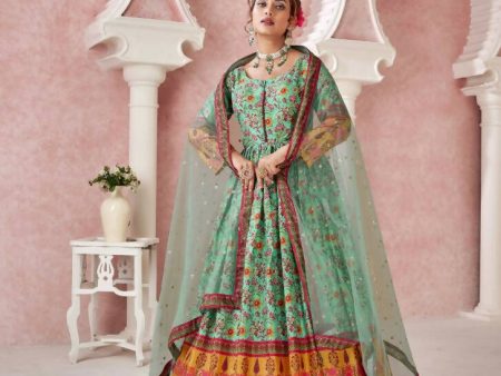 Everywhere Designer Green Dola Silk Gown With Dupatta - Anbazaar on Sale