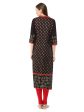 Wahe-NOOR Women s Black And Golden Ajrakh Hand Block Cotton Printed Straight Kurta Fashion