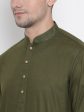 Vastramay Men s Green Cotton Linen Blend Kurta For Discount