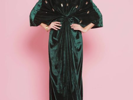 Women Republic Green Velvet Hand Embellished Gown Supply