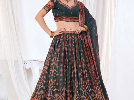 Wedding Designer Black Chinon Lehengha Choli - Anbazaar For Sale