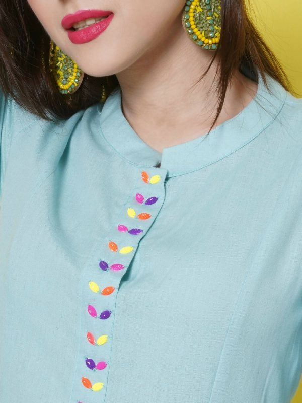 Women Republic Light Blue Cotton Kurta Set Hot on Sale