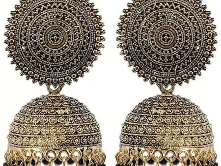 Mominos Fashion Joharkamal Gold-Plated Meenakari Jhumkas For Women & Girls (Black) Fashion