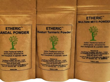 Etheric Kasturi Turmeric, Sandal & Mulatni Mitti Face Pack for Glowing Skin, Skin Whitening & Pimples Supply