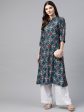 Wahe-NOOR Women s A-Line Printed Rayon Kurta Sale