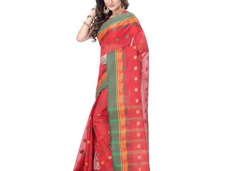 Desh Bidesh Women s Traditional Bengal Tant Woven Lotus Kolka Design Pure Cotton Handloom Saree Without Blouse Piece For Discount