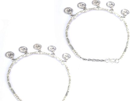 Priyaasi Women German Silver Plated Oxidized Anklets Cheap