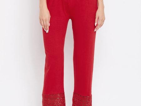 Wahe-NOOR Women s Red Solid Straight Palazzo Supply