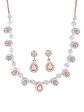 Priyaasi Women Elegant Teardrop Shaped American Diamond Rose Gold Jewellery Set Online